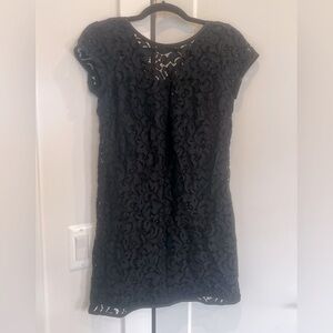 Loft Navy and Black Lace Shift Dress (Size 0P)